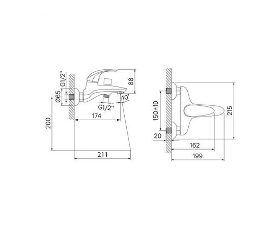 Смеситель IDDIS Leaf LEASB00I02WA для ванны с душем_, изображение 3