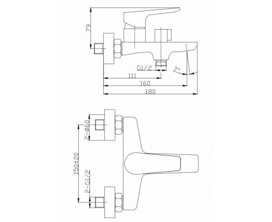 Смеситель для ванны и душа BelBagno ANCONA-VAS-CRM, хром_, изображение 2