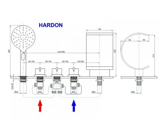 Смеситель на борт ванны Royal Bath Hardon RB 611_, изображение 4