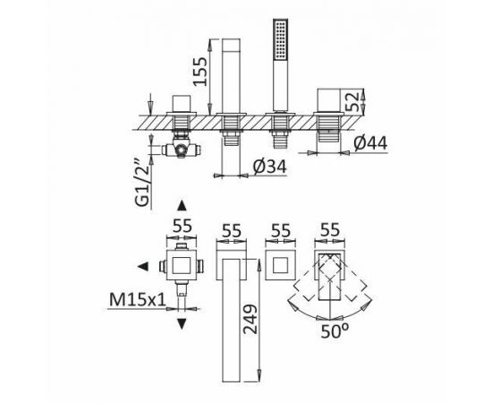 Смеситель на борт ванны Cezares PORTA-BVDM4-BIO, белый матовый_, изображение 2