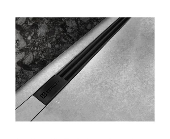 Желоб водосток BERGES SUPER Slim 600, черный матовый, боковой выпуск S-сифон D50 H60_, изображение 2