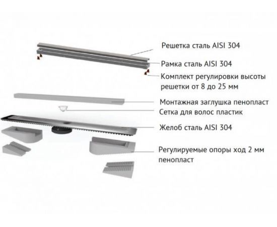 Желоб водосток BERGES B1 Antik 500, хром глянец, вертикальный выпуск S-сифон D50/105мм H30/80мм_, изображение 4