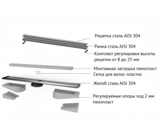 Желоб водосток BERGES B1 Keramik 700, золото глянец, вертикальный выпуск S-сифон D50/105 H30/80мм_, изображение 7