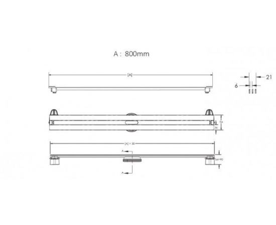 Желоб водосток BERGES SUPER Slim 800, матовый хром, вертикальный выпуск S-сифон D50/105мм H30/80мм_, изображение 10