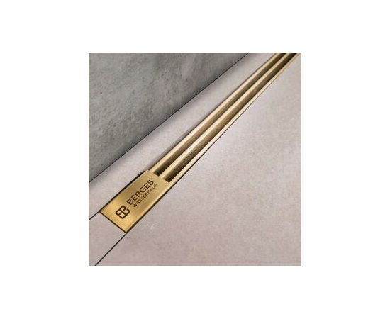 Желоб водосток BERGES SUPER Slim 700, золото глянец, вертикальный выпуск S-сифон D50/105мм H30/80мм_, изображение 3