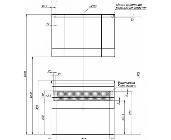 Зеркало-шкаф Aquanet Нота 100 графит арт.00158815_, изображение 4