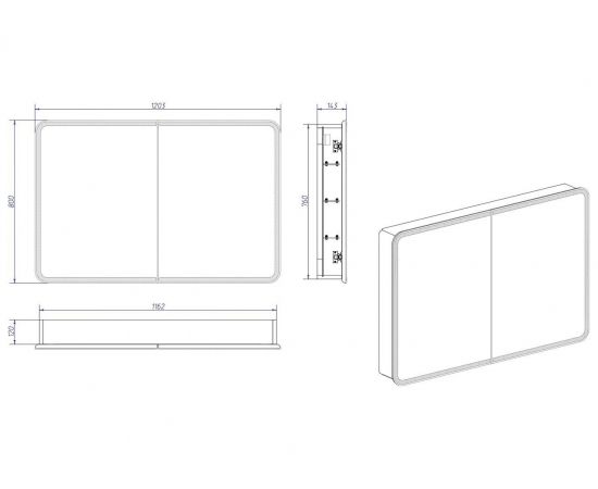 Зеркало-шкаф Континент "Avenue LED"  1200х800 с подсветкой_, изображение 3