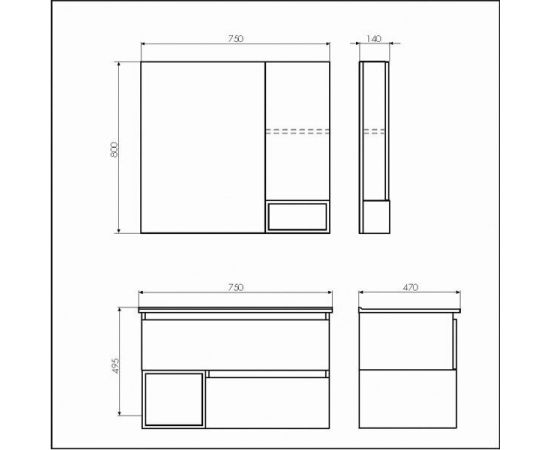 Зеркало-шкаф Comforty Турин-75 дуб Бежевый_, изображение 4