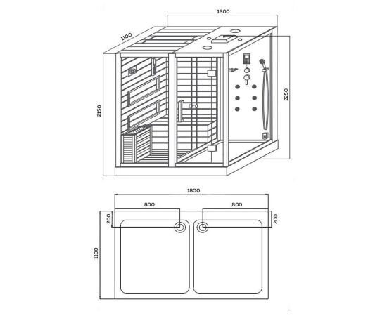 Сауна с душевой кабиной Tiko Helmi 180х110 R белая_, изображение 6