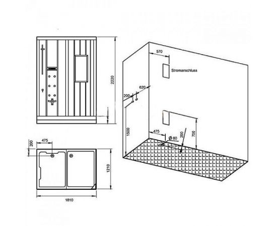 Душевая кабина с финской сауной Eago DS201F8 Left_, изображение 5