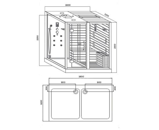 Сауна с душевой кабиной Tiko Helmi 180х110 L черная_, изображение 10