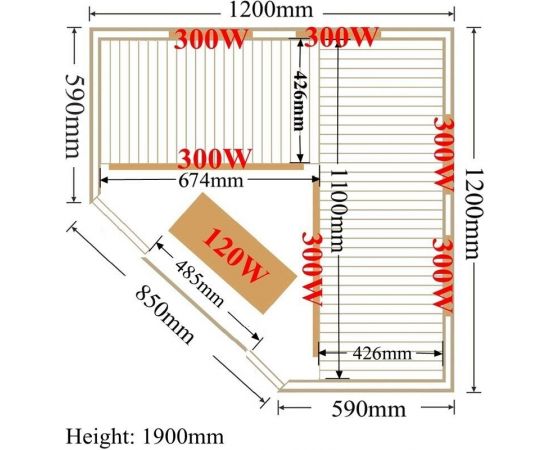 Инфракрасная сауна SaunaMagic Classic RCS Corner Mini (120х120)_, изображение 8