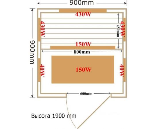 Инфракрасная сауна SaunaMagic Glass CS Micro (90х90)_, изображение 6