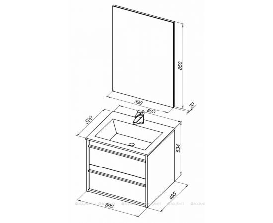 Мебель для ванной Aquanet Lino 60 белый матовый арт.00271951_, изображение 3