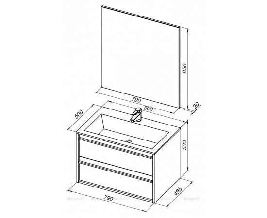 Мебель для ванной Aquanet Lino 80 белый матовый арт.00271955_, изображение 3