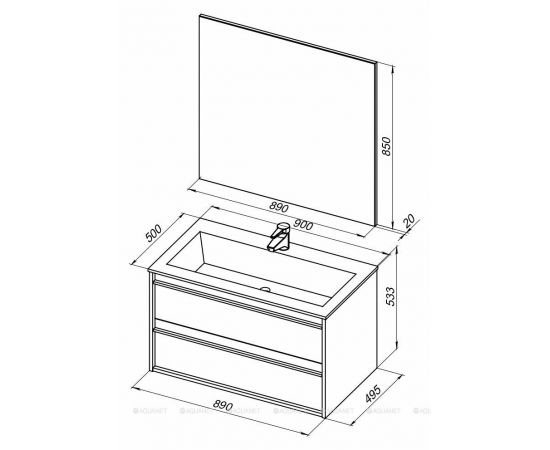 Мебель для ванной Aquanet Lino 90 белый матовый арт.00271957_, изображение 3