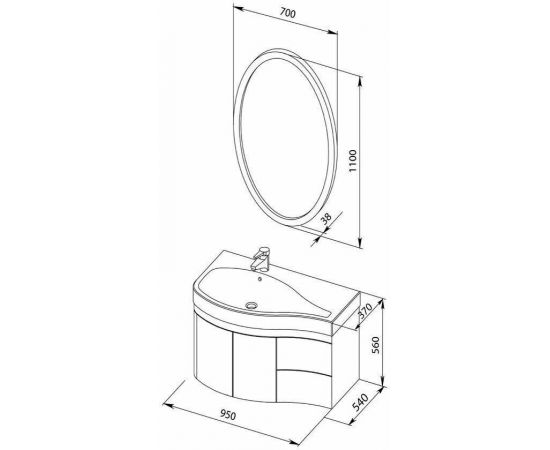 Мебель для ванной Aquanet Сопрано 95 L белый (2 дверцы 2 ящика) арт.00169344_, изображение 3