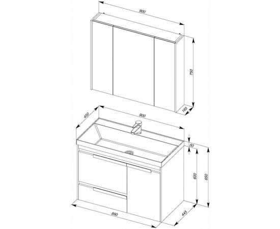 Мебель для ванной Aquanet Тиволи 90 бордо арт.00180566_, изображение 3