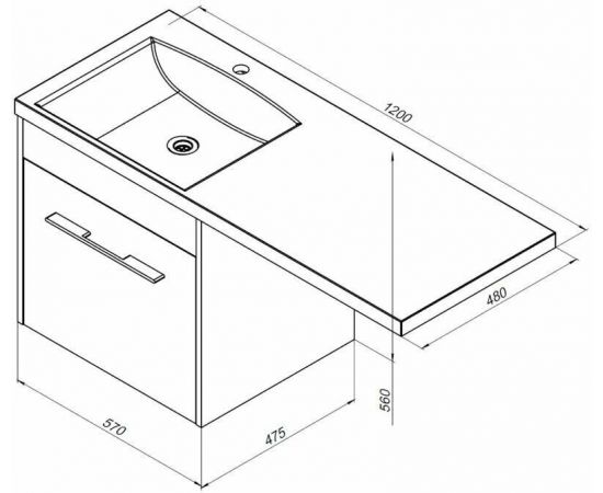 Тумба с раковиной Aquanet Августа 120 R белый арт. 00239782_, изображение 3