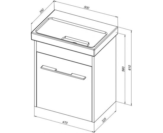 Тумба с раковиной Aquanet Августа 50 (Moduo Slim) белый арт. 00254069_, изображение 3