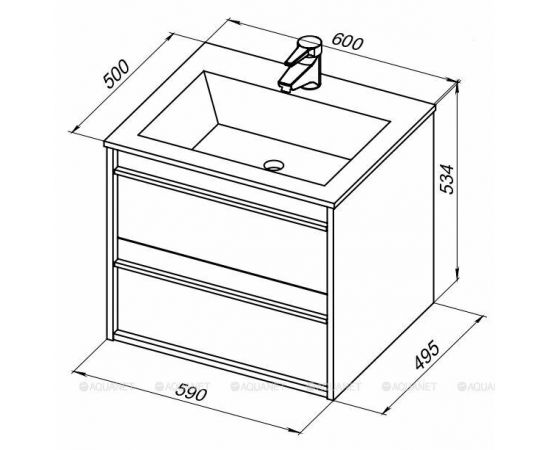 Тумба с раковиной Aquanet Lino 60 белый матовый арт. 00271943_, изображение 3