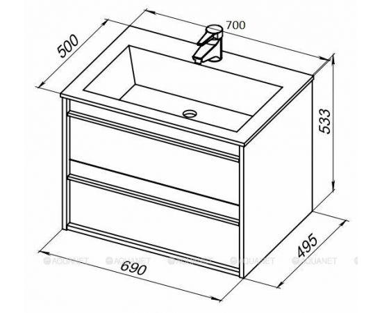 Тумба с раковиной Aquanet Lino 70 белый матовый арт. 00271945_, изображение 3