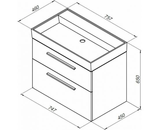 Тумба с раковиной Aquanet Nova 75 белый (2 ящика) арт. 00245254_, изображение 3