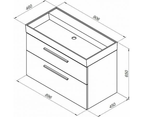 Тумба с раковиной Aquanet Nova 90 белый (2 ящика) арт. 00245256_, изображение 3