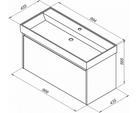 Тумба с раковиной Aquanet Nova Lite 100 дуб рошелье (1 ящик) арт. 00245251_, изображение 3