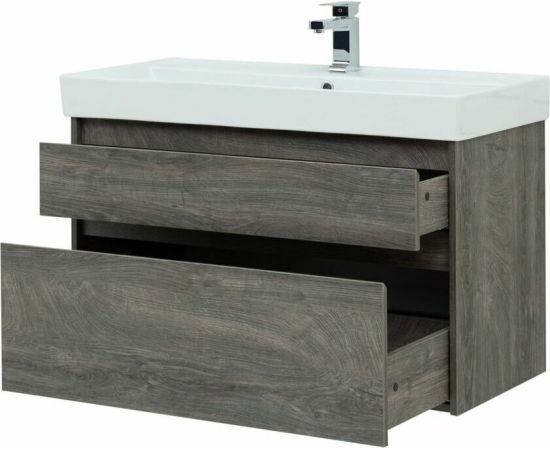 Тумба с раковиной Aquanet Nova Lite 100 дуб рошелье (2 ящика) арт. 00245253_, изображение 12