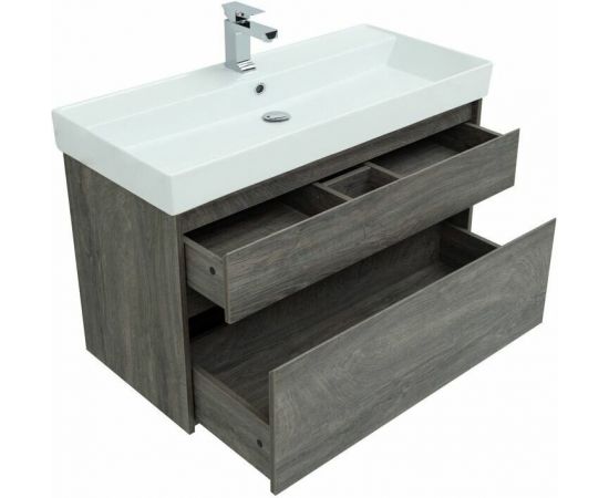 Тумба с раковиной Aquanet Nova Lite 100 дуб рошелье (2 ящика) арт. 00245253_, изображение 9