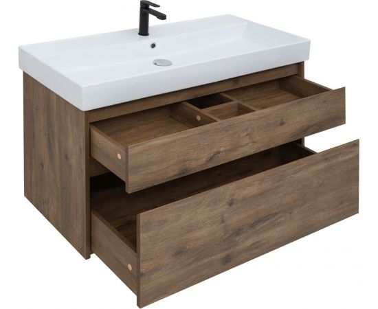 Тумба с раковиной Aquanet Nova Lite 100 дуб рустикальный (2 ящика) арт. 00254701_, изображение 10
