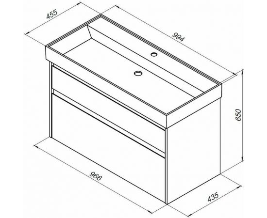 Тумба с раковиной Aquanet Nova Lite 100 дуб рустикальный (2 ящика) арт. 00254701_, изображение 3