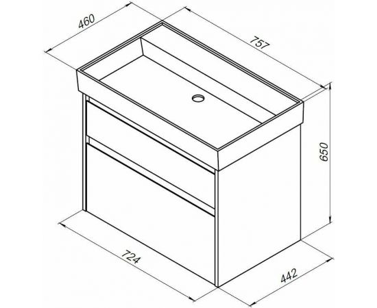 Тумба с раковиной Aquanet Nova Lite 75 дуб рошелье (2 ящика) арт. 00245245_, изображение 3