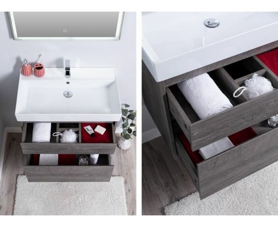 Тумба с раковиной Aquanet Nova Lite 90 дуб рошелье (2 ящика) арт. 00245249_, изображение 14