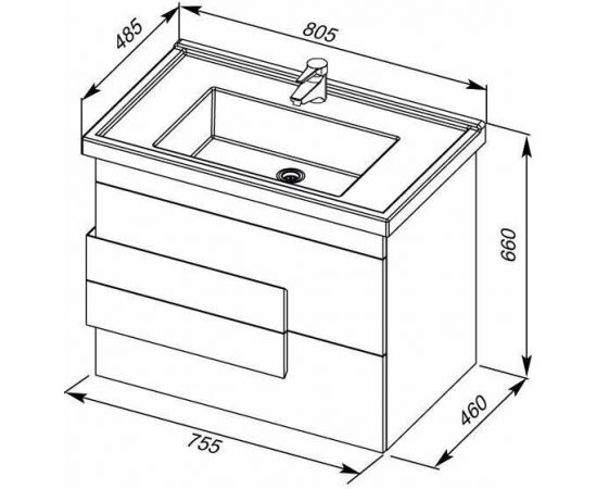 Тумба с раковиной Aquanet Мадейра 80 дуб кантри арт. 00213050_, изображение 3