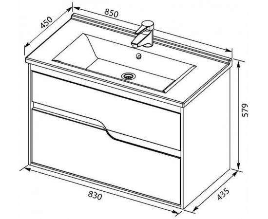 Тумба с раковиной Aquanet Модена 85 белый арт. 00212663_, изображение 3
