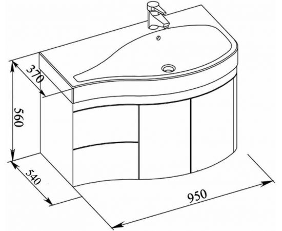 Тумба с раковиной Aquanet Сопрано 95 R белый (2 дверцы 2 ящика) арт. 00213000_, изображение 3
