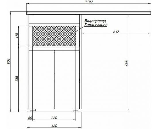 Тумба с раковиной Aquanet Токио 110 L белый (напольная, 1 ящик, 2 дверцы) арт. 00239204_, изображение 18