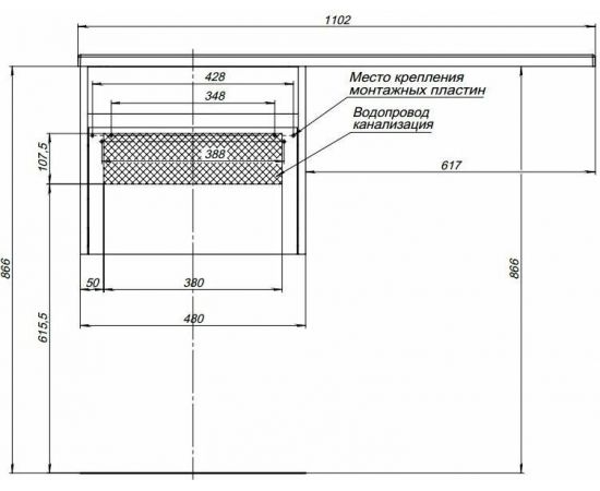 Тумба с раковиной Aquanet Токио 110 R белый (подвесная, 1 ящик) арт. 00239209_, изображение 18