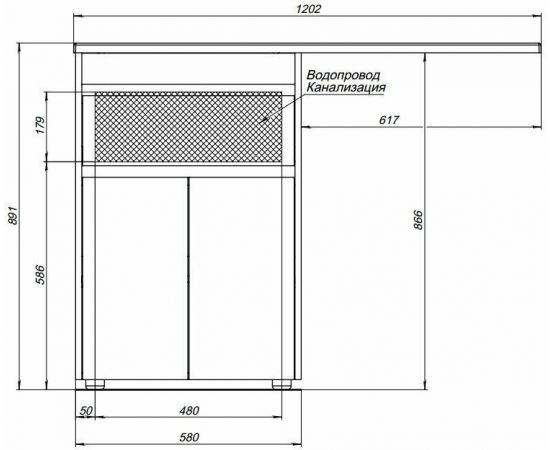 Тумба с раковиной Aquanet Токио 120 L белый (напольная, 1 ящик, 2 дверцы) арт. 00239211_, изображение 23