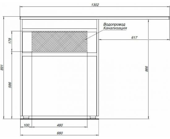 Тумба с раковиной Aquanet Токио 130 L белый (напольная, 1 ящик) арт. 00239302_, изображение 4