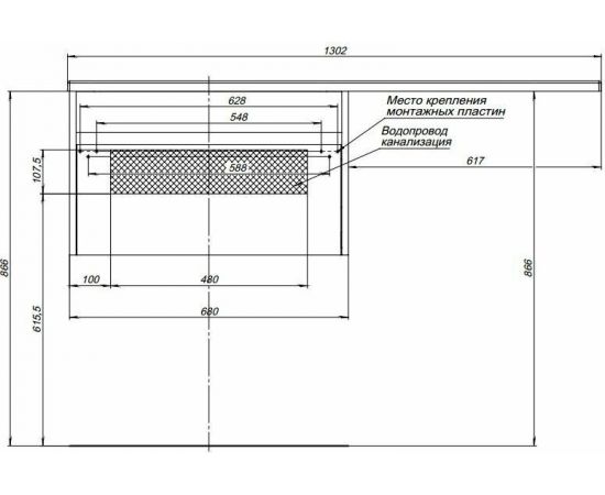 Тумба с раковиной Aquanet Токио 130 L белый (подвесная, 1 ящик) арт. 00239217_, изображение 30