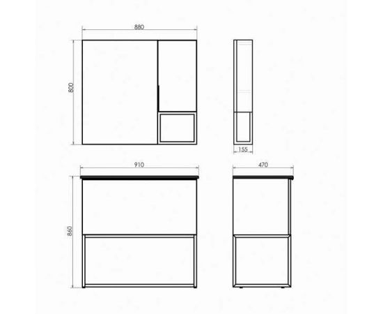 Тумба с раковиной Comforty Равенна Лофт-90, дуб темно-коричневый, 00-00006655_, изображение 10