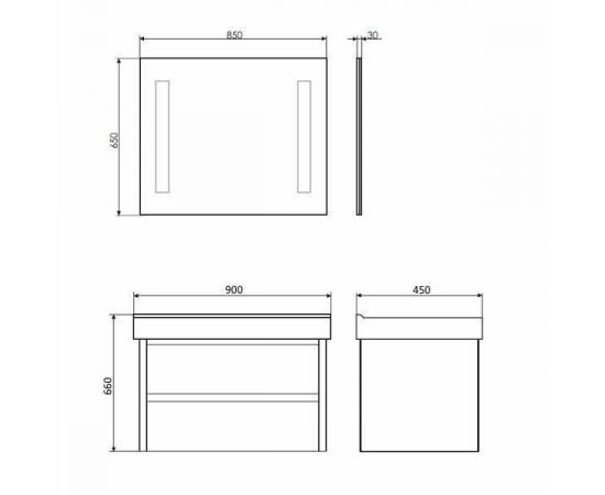 Тумба с раковиной Comforty Дублин 89, белый глянец, 00-00005213_, изображение 8