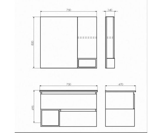 Тумба с раковиной Comforty Турин 75 дуб белый_, изображение 10