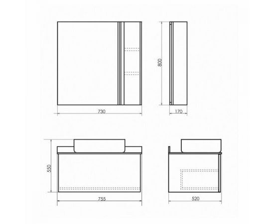 Тумба с раковиной Comforty Эдинбург 75 бетон светлый_, изображение 12