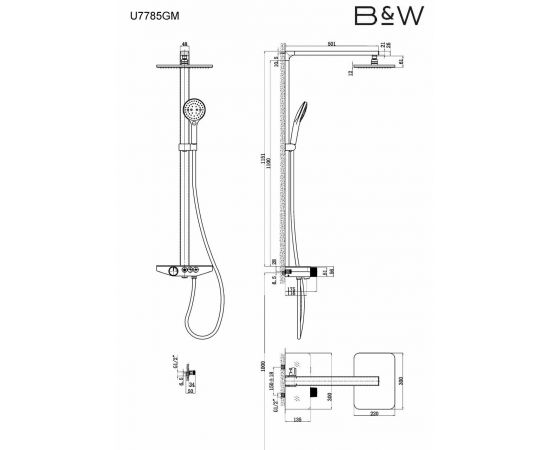 Душевая стойка Black&White U7785GM_, изображение 5