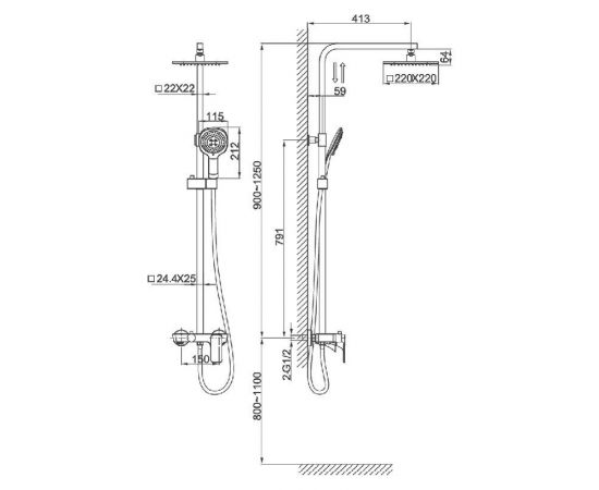 Душевая стойка D&K Berlin Technische DA1433715A02 черный_, изображение 4