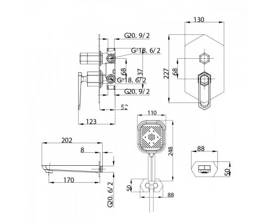 Душевой комплект Lemark Prizma LM3922C С ВНУТРЕННЕЙ ЧАСТЬЮ_, изображение 3